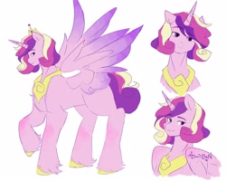 Size: 2048x1639 | Tagged: safe, artist:mikkybun, derpibooru import, prince bolero, princess cadance, alicorn, pony, g4, male, raised hoof, raised leg, rule 63, simple background, solo, spread wings, stallion, white background, wings