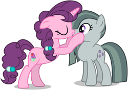 Size: 5783x4064 | Tagged: safe, artist:creedyboy124, derpibooru import, marble pie, sugar belle, earth pony, pony, unicorn, g4, base used, duo, duo female, eyes closed, female, horn, kissing, lesbian, marbelle, mare, shipping, simple background, transparent background, unicorn horn