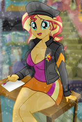 Size: 5070x7524 | Tagged: safe, artist:emeraldblast63, derpibooru import, sunset shimmer, equestria girls, g4, breasts, cleavage, clothes, indoors, stupid sexy sunset shimmer, sunset jiggler