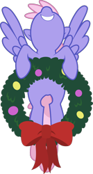 Size: 4708x8779 | Tagged: safe, artist:firlin123, derpibooru import, rainbowshine, pegasus, pony, a hearth's warming tail, g4, .svg available, absurd resolution, christmas wreath, female, flying, mare, my little pony: friendship is magic, simple background, smiling, spread wings, svg, transparent background, vector, wings, wreath