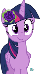 Size: 1600x2914 | Tagged: safe, alternate version, artist:arifproject, derpibooru import, twilight sparkle, twilight sparkle (alicorn), alicorn, pony, g4, ppov, cute, female, flower, flower in hair, folded wings, mare, my little pony: friendship is magic, rose, simple background, smiling, smirk, smirk pone collection, solo, transparent background, twiabetes, vector, white background, wings