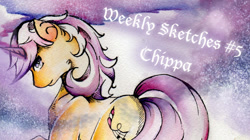 Size: 1026x576 | Tagged: safe, artist:madartistparadise, derpibooru import, oc, oc only, pony, unicorn, 2016, female, glowing, glowing horn, horn, mare, solo, text, traditional art, unicorn oc, watercolor painting