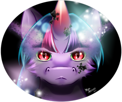 Size: 2680x2238 | Tagged: safe, artist:madartistparadise, derpibooru import, twilight sparkle, unicorn twilight, pony, unicorn, g4, 2017, bust, cheek fluff, colored horn, corrupted twilight sparkle, curved horn, female, horn, mare, red eyes, signature, simple background, slit eyes, solo, sombra horn, transparent background