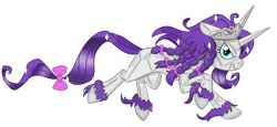 Size: 1229x565 | Tagged: safe, artist:dingotk, derpibooru import, bicorn, pony, 2015, blue eyes, borderlands, bow, braid, butt stallion, eyelashes, female, hair bow, horn, jewelry, mare, multiple horns, not an oc, not rarity, ponified, running, solo, species swap, tail, tail bow, tiara