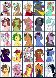 Size: 2048x2849 | Tagged: oc name needed, safe, artist:chub-wub, derpibooru import, oc, oc:arcade carpet, oc:basil, oc:eebert deebert, oc:ginger, oc:howling wind, oc:krayon dance, oc:magnetic north, oc:midnight coder, oc:morning tide, oc:night peak, oc:palm dreams, oc:peaberry, oc:september sky, oc:silly hooves, oc:skyee, oc:spare wrench, oc:sugar spoon, oc:veggie, oc:walking paradox, oc:wild cider, earth pony, goat, hybrid, pegasus, pony, unicorn, zony, asra alnazar, bags under eyes, bandana, bangs, beard, beauty mark, bell, bell collar, big ears, black coat, black eyeshadow, black mane, black sclera, black wings, blaze (coat marking), blue coat, blue eyes, blue eyeshadow, blue mane, blue scarf, blue tongue, bow, braid, braided ponytail, brown coat, brown eyes, brown mane, brown wingtips, bust, chest marking, chin fluff, choker, clothes, coat, coat markings, collar, colored eartips, colored eyebrows, colored eyelashes, colored horn, colored horns, colored pinnae, colored sclera, colored sketch, colored tongue, colored wings, colored wingtips, coontails, cravat, cream coat, crooked horn, curved horns, cyan mane, ear piercing, ear tufts, earring, ears, earth pony oc, emo, eye clipping through hair, eye markings, eyebrows, eyebrows visible through hair, eyelashes, eyeshadow, facial hair, facial markings, fangs, feathered wings, female, female oc, floppy ears, folded wings, forked tongue, freckles, frown, gauges, glasses, glasses chain, goat oc, goatee, goggles, goggles on head, gradient mane, gray coat, gray hoodie, green coat, green eyes, green wingtips, grin, group, hair accessory, hair bow, hair bun, hair over eyes, hair tie, hatching (technique), head turn, heart, heart mark, heart necklace, height difference, high res, hoodie, horn, horns, hybrid oc, industrial piercing, jewelry, lidded eyes, light pink coat, lip piercing, lipstick, long mane, looking away, looking back, looking up, makeup, male, male oc, mane accessory, mane tie, mare, mare oc, mask (coat marking), mohawk, muscles, muscular male, neckerchief, necklace, no pupils, nonbinary, nonbinary oc, orange coat, orange mane, orange wingtips, partially open wings, peace sign, pegasus oc, physique difference, piercing, pink coat, pink eyes, pink lipstick, pink mane, pink wingtips, ponified, ponysona, ponytail, portrait, profile, purple bow, purple coat, purple eyes, rectangular pupil, red eyes, red mane, requested art, robe, scarf, scemo, scene, scene hair, shaggy mane, sketch, small wings, smiling, snake bites, snip (coat marking), species swap, speedpaint available, spotted wings, square glasses, stallion, stallion oc, star mark, stars, sternocleidomastoid, straight mane, striped, striped mane, stripes, sweater, teal coat, the arcana (game), three quarter view, three toned mane, tied mane, tongue, tongue out, torn ear, transmasculine, turtleneck, turtleneck sweater, two toned eyes, two toned hair, two toned mane, two toned wings, unicorn horn, unicorn oc, wall of tags, wavy mane, white coat, white mane, wig, wing gesture, wing hands, wing markings, wings, yellow coat, yellow fur, youtube link in the description, youtube link in the source, zony oc