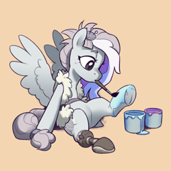 Size: 2450x2450 | Tagged: safe, artist:jewellier, derpibooru import, kerfuffle, pegasus, pony, g4, amputee, colored sketch, female, high res, mare, my little pony: friendship is magic, my little pony: rainbow roadtrip, paint can, paintbrush, prosthetic leg, prosthetic limb, prosthetics, simple background, sketch, solo