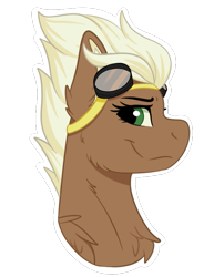 Size: 567x735 | Tagged: safe, artist:decemberbreeze, derpibooru import, oc, oc only, oc:sky sparks, pegasus, pony, aviator goggles, commission, female, goggles, looking at you, mare, profile, side view, smiling, smiling at you, solo, wonderbolts