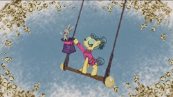 Size: 1280x720 | Tagged: safe, derpibooru import, screencap, trapeze star, pony, rabbit, g4, animal, peek behind the boutique, rarity's peek behind the boutique