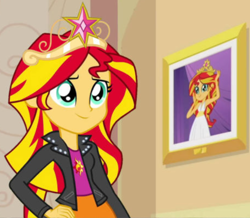 Size: 1004x874 | Tagged: artist needed, editor needed, safe, derpibooru import, edit, edited screencap, screencap, sunset shimmer, equestria girls, g4, my past is not today, rainbow rocks, big crown thingy, element of magic, jewelry, regalia, twilight's crown