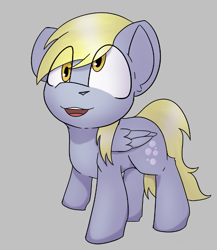 Size: 719x830 | Tagged: safe, artist:cotarsis, derpibooru import, derpy hooves, pegasus, pony, g4, gray background, looking at you, simple background, smiling, solo