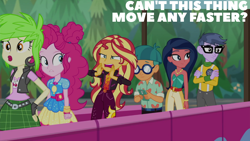 Size: 2000x1125 | Tagged: safe, derpibooru import, edit, edited screencap, editor:quoterific, screencap, cherry crash, desert sage, pinkie pie, sunset shimmer, human, equestria girls, g4, sunset's backstage pass!, cellphone, doodle bug, equestria girls specials, female, geode of empathy, geode of sugar bombs, magical geodes, male, micro chips, phone, smartphone