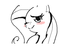 Size: 640x480 | Tagged: safe, artist:kyofu, derpibooru import, fluttershy, pegasus, pony, g4, blushing, female, flipnote studio, mare, monochrome, smiling, solo