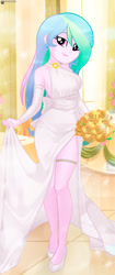 Size: 612x1459 | Tagged: safe, artist:charliexe, derpibooru import, princess celestia, principal celestia, human, equestria girls, g4, 2d, adorasexy, beautiful, beautisexy, bride, clothes, cute, cutelestia, dress, ear piercing, earring, female, flower, gold, high heels, indoors, jewelry, legs, looking at you, piercing, rose, sexy, shoes, smiling, smiling at you, solo, wedding dress