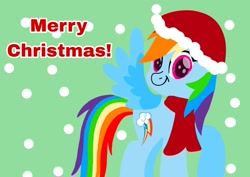 Size: 2456x1740 | Tagged: safe, artist:mlplary6, derpibooru import, rainbow dash, pegasus, pony, g4, christmas, clothes, cute, dashabetes, female, hat, holiday, mare, merry christmas, rainbow dash is best pony, santa hat, scarf, solo