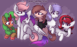 Size: 2888x1769 | Tagged: safe, artist:shepardinthesky, derpibooru import, oc, oc only, oc:guini, oc:lilith, oc:lyrabop, oc:shepard, oc:stillwater, oc:wormy, pony, colored sketch, group hug, hug, hugging a pony, nuzzling, sketch