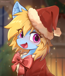 Size: 2048x2372 | Tagged: safe, artist:gale spark, derpibooru import, oc, oc only, oc:gale spark, pegasus, pony, christmas, holiday, smiling