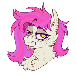 Size: 2300x2300 | Tagged: safe, artist:molars, derpibooru import, oc, oc:molars, pegasus, colored, flat colors, golden eyes, lidded eyes, looking at you, pink mane, simple background, tongue, tongue out, transparent background