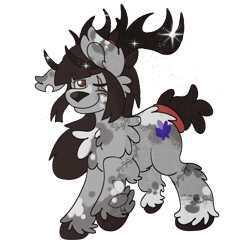 Size: 2000x2000 | Tagged: safe, artist:euspuche, derpibooru import, oc, oc only, oc:ohasu, deer, reindeer, antlers, chest fluff, christmas, coat markings, commission, cute, eye scar, facial scar, female, holiday, one eye closed, reindeerified, scar, simple background, solo, species swap, tattoo, transparent background, unshorn fetlocks