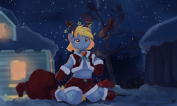 Size: 3507x2099 | Tagged: safe, artist:drafthoof, derpibooru import, derpy hooves, pegasus, pony, semi-anthro, g4, belly, christmas, circling stars, dizzy, female, holiday, kneeling, mare, midriff, ribcage, sitting, underp