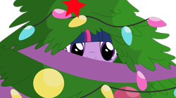 Size: 3315x1850 | Tagged: safe, artist:rerorir, artist:twilyisbestpone, derpibooru exclusive, derpibooru import, twilight sparkle, twilight sparkle (alicorn), alicorn, pony, g4, base used, behaving like a cat, christmas, christmas lights, christmas tree, creepy, female, hearth's warming, hiding, holiday, looking at you, mare, ornament, simple background, solo, spying, transparent background, tree