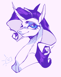 Size: 1600x2000 | Tagged: safe, artist:yuyusunshine, derpibooru import, rarity, pony, unicorn, g4, alternate design, alternate mane color, bust, horn, portrait, simple background, solo, white background