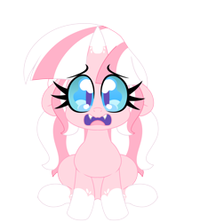 Size: 2000x2222 | Tagged: safe, alternate version, artist:ladylullabystar, derpibooru import, oc, oc:lady lullaby star, pony, unicorn, chibi, ears, fangs, female, floppy ears, horn, mare, simple background, solo, transparent background