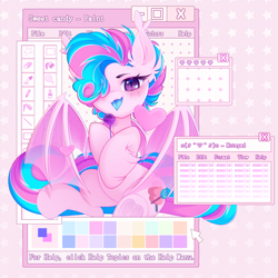 Size: 4000x4000 | Tagged: artist needed, safe, derpibooru import, oc, oc only, oc:sweetie swirl, bat pony, bat pony oc, blue tongue, blushing, candy, commission, digital art, ear fluff, ears, eyelashes, femboy, fluffy, food, hair over one eye, heart, lollipop, looking at you, male, microsoft, microsoft windows, mouse cursor, multicolored hair, programming, ych result