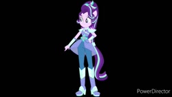 Size: 686x386 | Tagged: safe, artist:limedazzle, derpibooru import, starlight glimmer, human, equestria girls, g4, legend of everfree, black background, boots, clothes swap, crystal guardian, high heel boots, shoes, simple background, solo