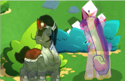 Size: 603x390 | Tagged: safe, derpibooru import, edit, edited screencap, screencap, king sombra, princess cadance, alicorn, crystal pony, pony, unicorn, g4, caption, christmas, colored horn, crystal, crystal empire, curved horn, emotions, empire, eyes closed, game, gameloft, holiday, horn, image macro, my little pony: friendship is magic, phone, phone screen, photo, screenshots, solo, sombra eyes, sombra horn, text