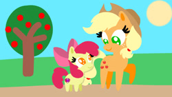 Size: 1280x720 | Tagged: safe, artist:mlplary6, derpibooru import, apple bloom, applejack, earth pony, pony, g4, adorabloom, apple sisters, cute, female, filly, foal, freckles, heartwarming, jackabetes, mare, pointy ponies, primal, siblings, sisterly love, sisters, stetson, sweet dreams fuel