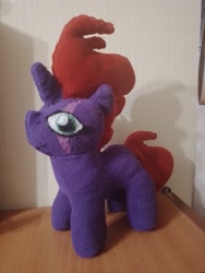 Size: 3000x4000 | Tagged: safe, artist:jbond, derpibooru import, fizzlepop berrytwist, tempest shadow, pony, unicorn, g4, broken horn, cute, eye scar, facial scar, female, handmade, horn, irl, mare, photo, photography, plushie, scar, solo, tempestbetes