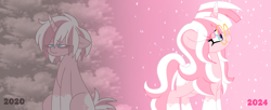 Size: 3347x1369 | Tagged: safe, artist:ladylullabystar, derpibooru import, oc, oc:lady lullaby star, pony, unicorn, duality, female, glasses, horn, mare, saf, solo