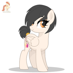 Size: 1320x1320 | Tagged: safe, artist:r4hucksake, derpibooru import, oc, oc only, oc:dreamcatcher, pegasus, pony, brown eyeshadow, eyeshadow, female, folded wings, lidded eyes, makeup, mare, orange eyes, pegasus oc, short tail, simple background, smiling, solo, standing, tail, tail tie, transparent background, wings