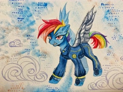 Size: 4032x3024 | Tagged: safe, artist:jsunlight, derpibooru import, rainbow dash, pegasus, pony, g4, solo, traditional art, watercolor painting