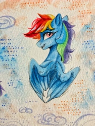 Size: 3024x4032 | Tagged: safe, artist:jsunlight, derpibooru import, rainbow dash, pegasus, pony, g4, solo, traditional art, watercolor painting