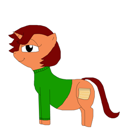 Size: 3000x3000 | Tagged: safe, artist:blazewing, derpibooru import, oc, oc only, oc:tough cookie, unicorn, chubby, clothes, drawpile, female, horn, mare, simple background, smiling, solo, sweater