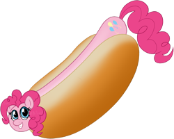 Size: 1674x1342 | Tagged: safe, artist:ligmire, derpibooru exclusive, derpibooru import, pinkie pie, g4, food, hot dog, looking at you, meat, sausage, simple background, smiling, smiling at you, solo, transparent background