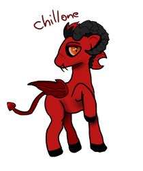 Size: 1106x1318 | Tagged: safe, artist:pawker, derpibooru import, oc, oc:chillone, bat pony, demon, demon pony, devil tail, swamp cinema, tail