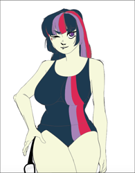 Size: 502x642 | Tagged: safe, artist:aux, artist:polorenzielephant, derpibooru import, edit, twilight sparkle, human, clothes, humanized, one-piece swimsuit, swimsuit, vector, vector edit, vector trace