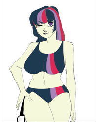 Size: 503x641 | Tagged: safe, artist:aux, artist:polorenzielephant, derpibooru import, edit, twilight sparkle, human, g4, clothes, humanized, swimsuit, two-piece swimsuit, vector, vector edit, vector trace