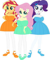 Size: 481x585 | Tagged: safe, artist:sturk-fontaine, derpibooru import, fluttershy, rarity, sunset shimmer, human, equestria girls, g4, ballerina, ballet slippers, base used, big breasts, breasts, choker, cleavage, clothes, female, geode of empathy, geode of fauna, geode of shielding, hootershy, huge breasts, magical geodes, raritits, simple background, sunset jiggler, trio, trio female, tutu, white background