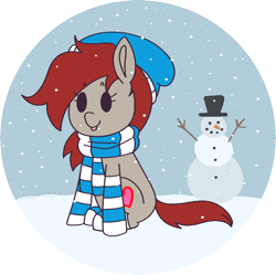 Size: 1089x1086 | Tagged: safe, artist:angie imagines, derpibooru import, oc, oc only, oc:ponepony, earth pony, pony, :p, beanie, chibi, clothes, commission, doodle, earth pony oc, hat, scarf, snow, snowfall, snowman, socks, solo, striped scarf, striped socks, tongue, tongue out, winter, winter outfit