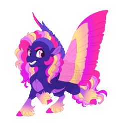 Size: 4264x4315 | Tagged: safe, artist:gigason, derpibooru import, oc, oc only, oc:vibrant wind, pegasus, pony, absurd resolution, clothes, colored hooves, colored pinnae, colored wings, cute, cute little fangs, eyestrain warning, fangs, female, fetlock tuft, gradient legs, gradient mane, gradient tail, gradient wings, hooves, low ears, multicolored wings, nonbinary, obtrusive watermark, offspring, pale belly, parent:commander hurricane, parent:pinkie pie, pegasus oc, pink eyes, raised hoof, raised leg, simple background, socks, solo, spread wings, tail, transparent background, watermark, wings