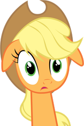 Size: 1024x1534 | Tagged: safe, artist:omniferious, derpibooru import, applejack, earth pony, pony, g4, party of one, applejack is best facemaker, applejack's hat, clothes, cowboy hat, ears, female, floppy ears, hat, long neck, mare, my little pony: friendship is magic, simple background, solo, transparent background, vector