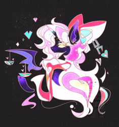 Size: 1924x2044 | Tagged: safe, derpibooru import, oc, oc:erhai ripple, bat pony, hybrid, pony, unicorn, horn