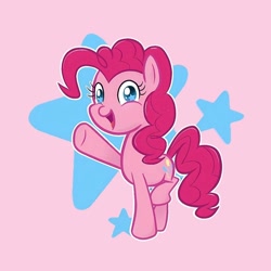 Size: 1080x1080 | Tagged: artist needed, source needed, safe, derpibooru import, pinkie pie, earth pony, pony, g4, cute, diapinkes, female, light pink background, looking at you, mare, open mouth, open smile, outline, pink background, raised hoof, raised leg, simple background, smiling, smiling at you, solo, starry eyes, stars, three quarter view, white outline, wingding eyes