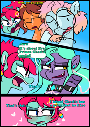 Size: 1240x1754 | Tagged: safe, artist:jully-park, derpibooru import, oc, oc:charlotte parker, oc:ella evans, oc:eva marshall, oc:kelly clark, earth pony, pegasus, pony, comic:how i meet my chaotic friends, comic