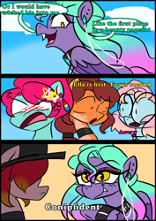 Size: 1240x1754 | Tagged: safe, artist:jully-park, derpibooru import, oc, oc:charlie bucket, oc:charlotte parker, oc:ella evans, oc:eva marshall, oc:kelly clark, earth pony, pegasus, pony, comic