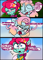 Size: 1240x1754 | Tagged: safe, artist:jully-park, derpibooru import, oc, oc:charlotte parker, oc:eva marshall, earth pony, pony, comic:how i meet my chaotic friends, comic