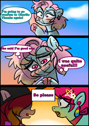 Size: 1240x1754 | Tagged: safe, artist:jully-park, derpibooru import, oc, oc:charlie bucket, oc:charlotte parker, oc:eva marshall, earth pony, pony, comic:how i meet my chaotic friends, comic